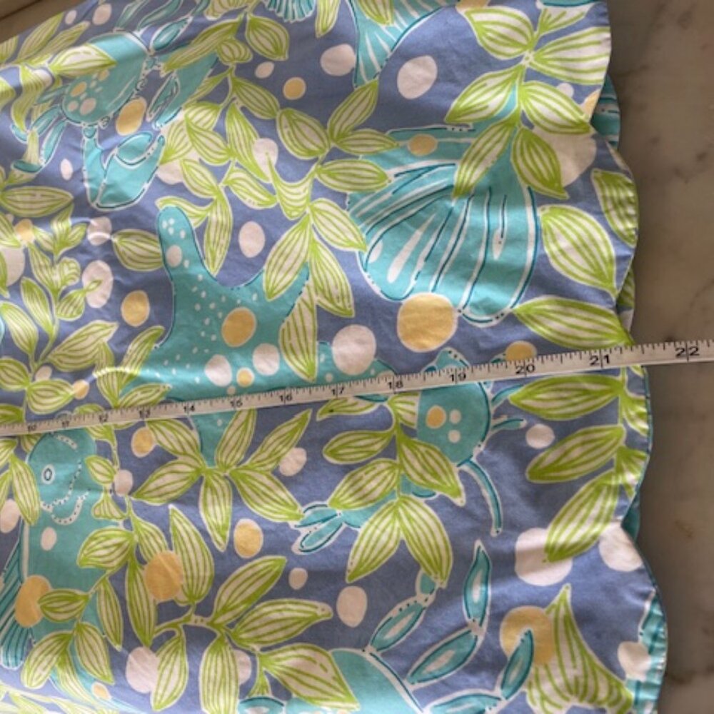 LILLY PULITZER Sweet Blue Crabby Scalloped Hem Skirt White Label Size 10 - Picture 15 of 15